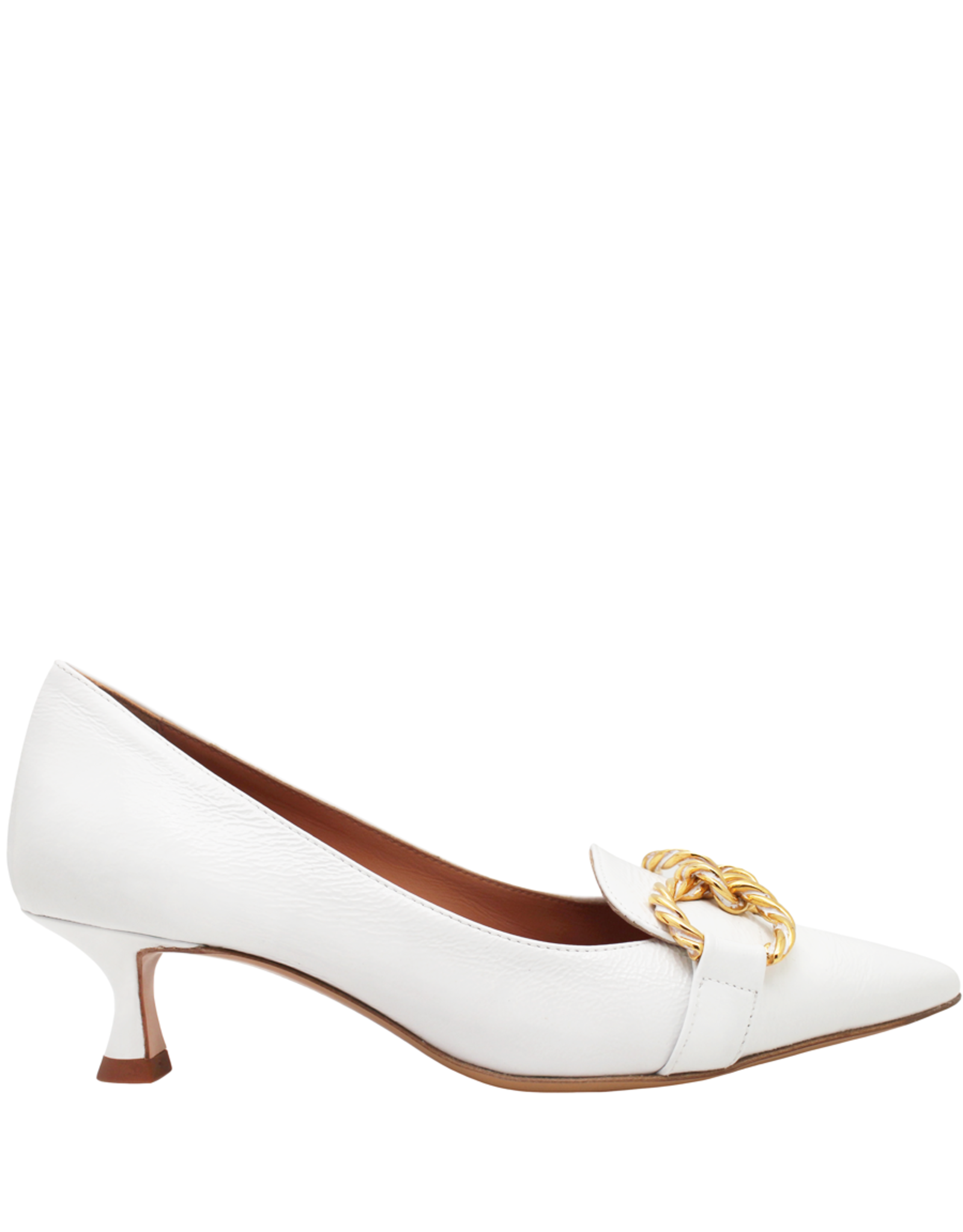 MaraBini MaraBini White Patent Point Toe Pump WithChain 9969