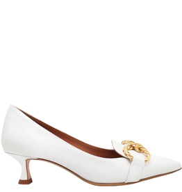 MaraBini MaraBini White Patent Point Toe Pump WithChain 9969