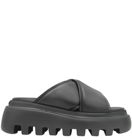 VicMatie VicMatie Black Cross Over Mule With Tread Sole 6652