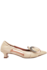 MaraBini MaraBini Beige Patent Pump With Tortoise Ring Detail 9968