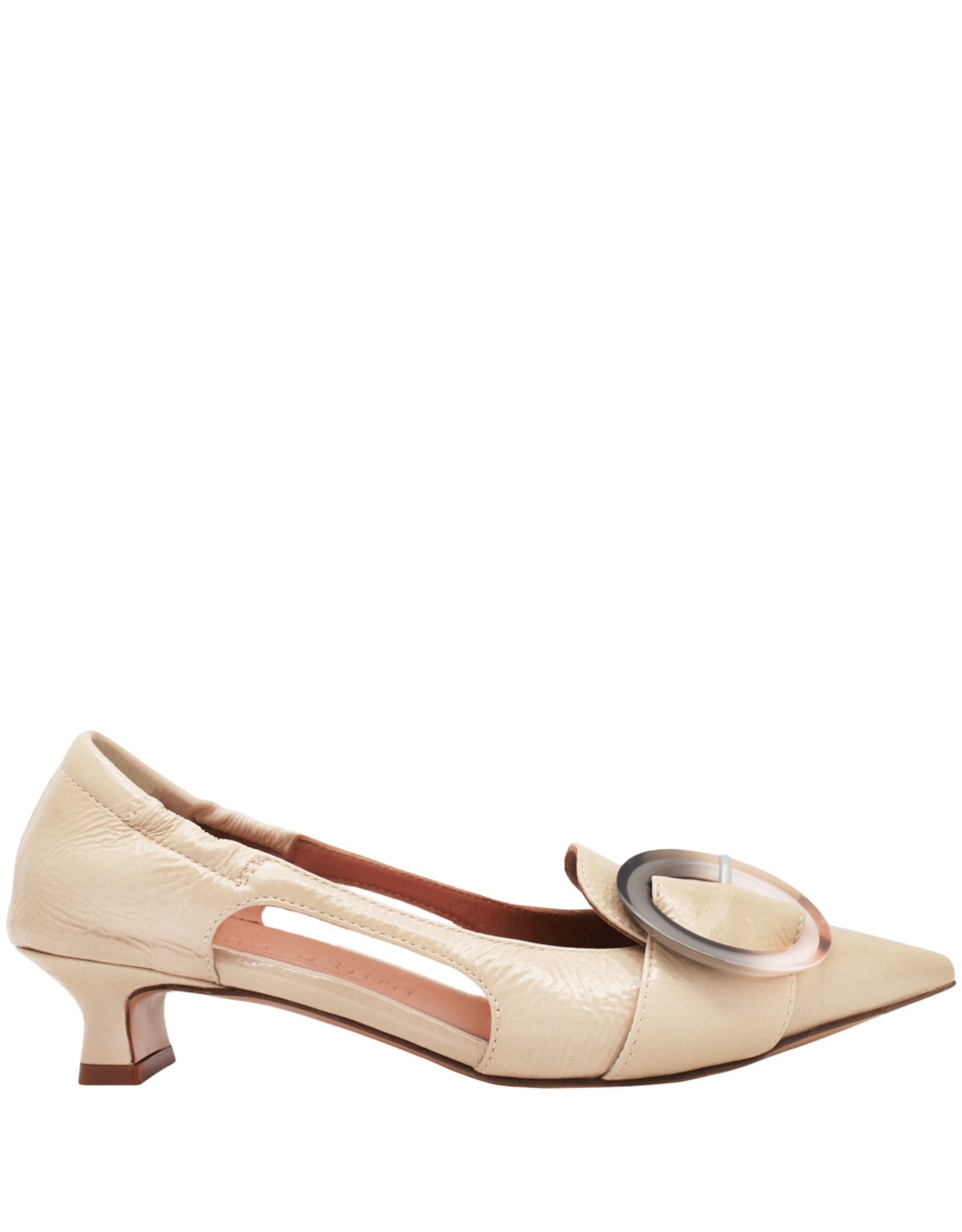 MaraBini MaraBini Beige Patent Pump With Tortoise Ring Detail 9968