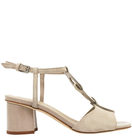 Del Carlo Del Carlo Sand Suede With Patent Chain Detail Sandal 1516