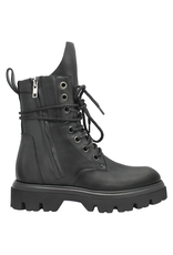 Now Now N42Q Black Double Zipper Lace-Up Tread Sole 8380