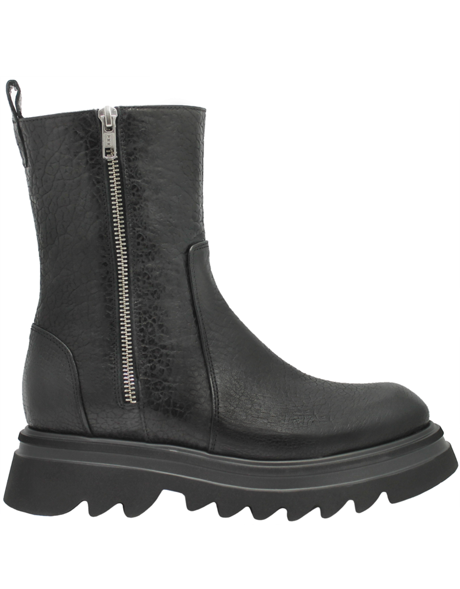 Now Now N42S Black Grain Leather Double Zipper Tread Sole 8400