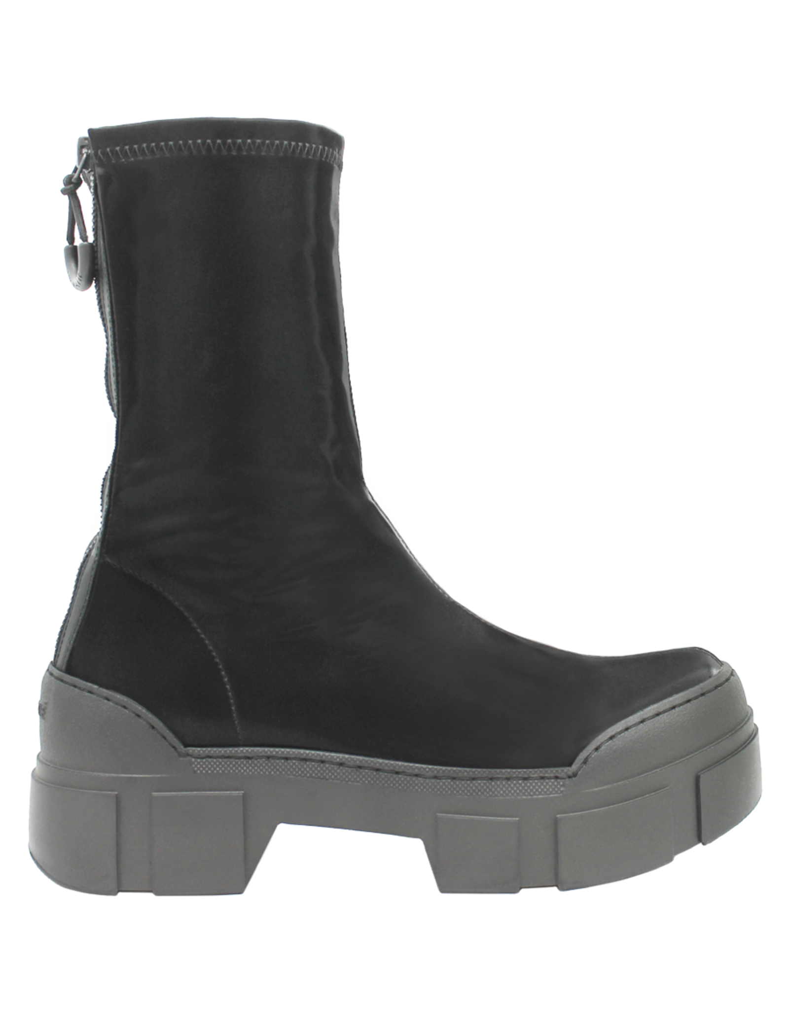 VicMatie VM80A  Black Tread Sole Boot With Back Zipper 7306