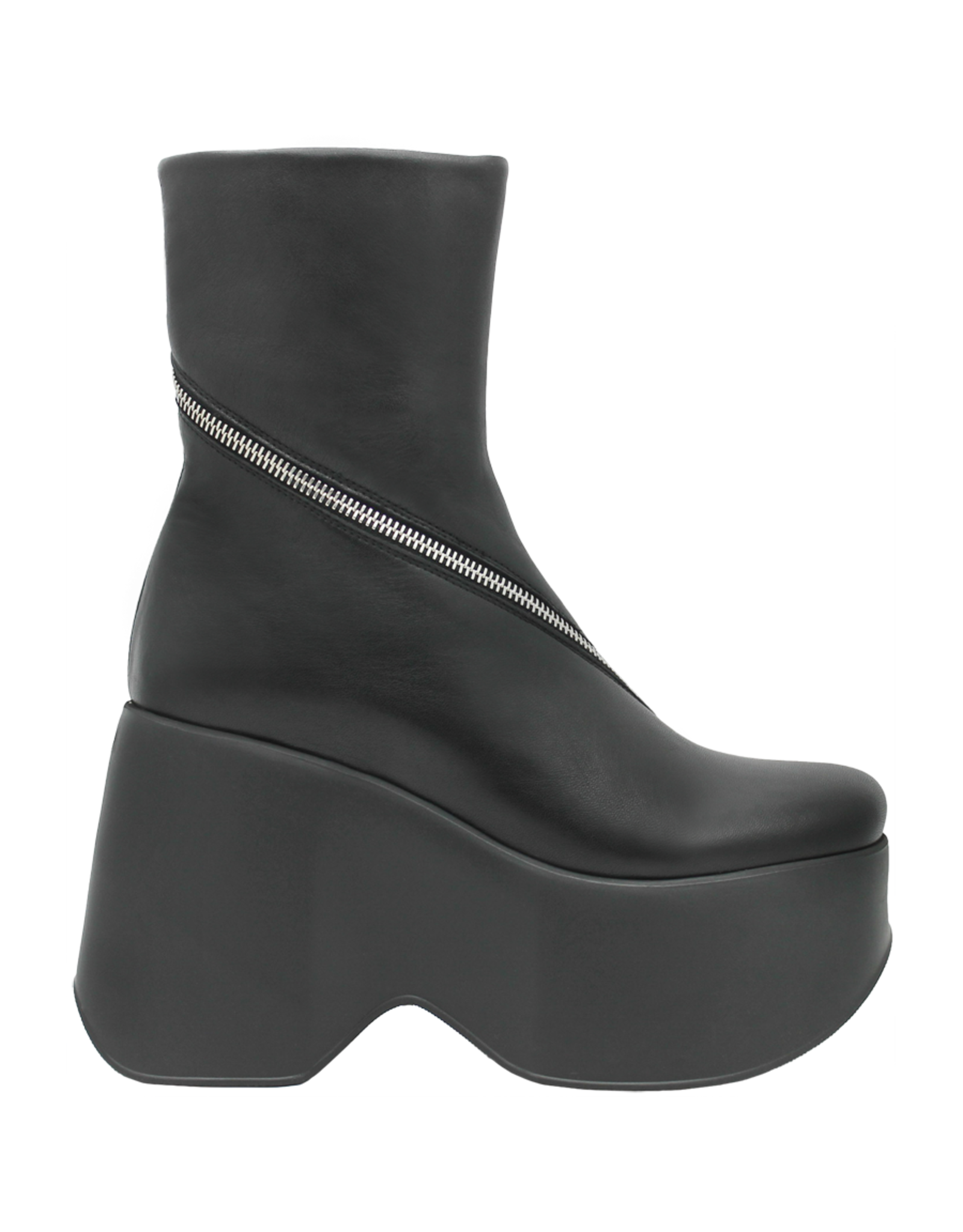 VicMatie VM80E Black Asymmetric Zip Wedge 7562