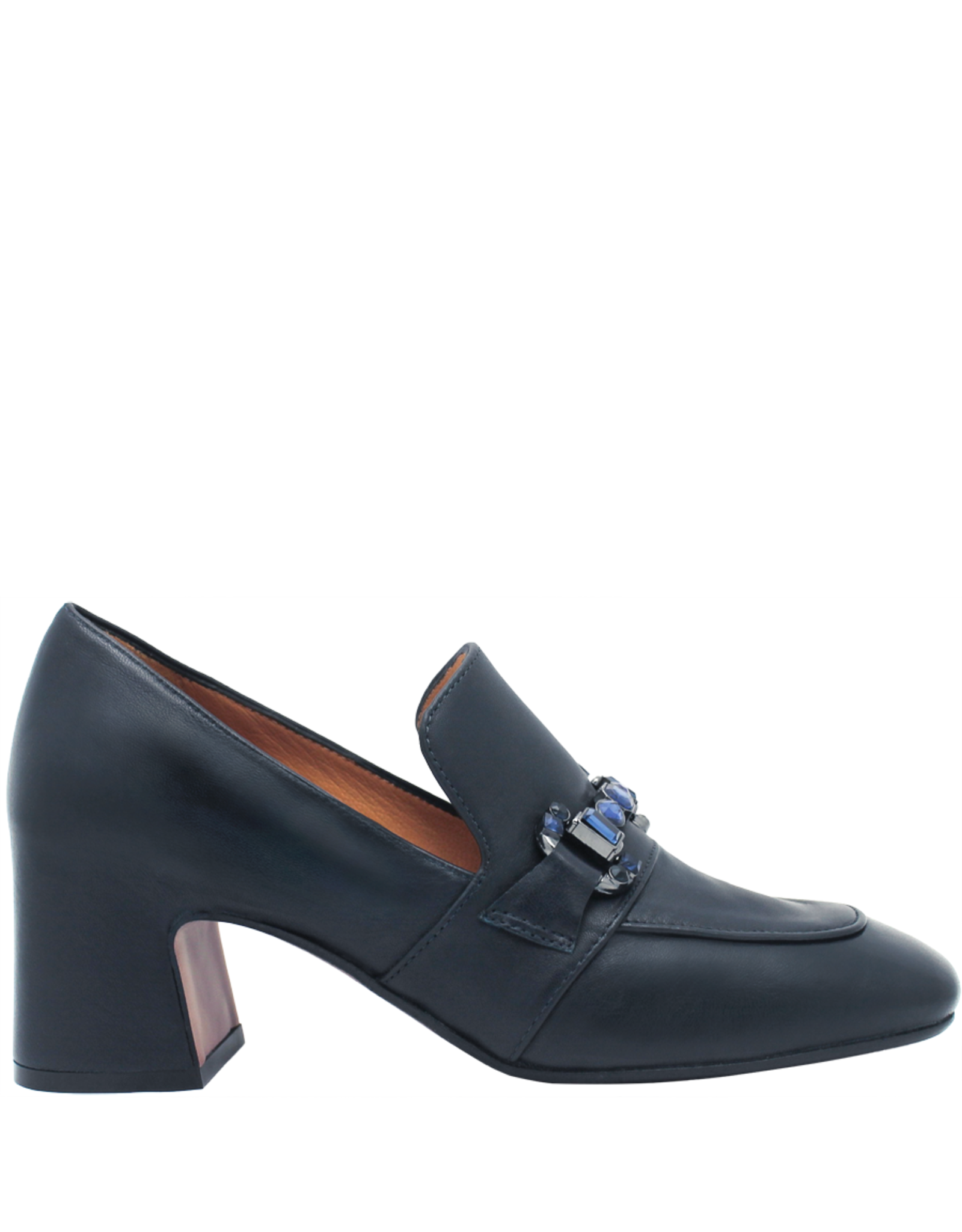 MaraBini MaraBini M10Q Blue Medium Heel Loafer With Crystal Bar 9976