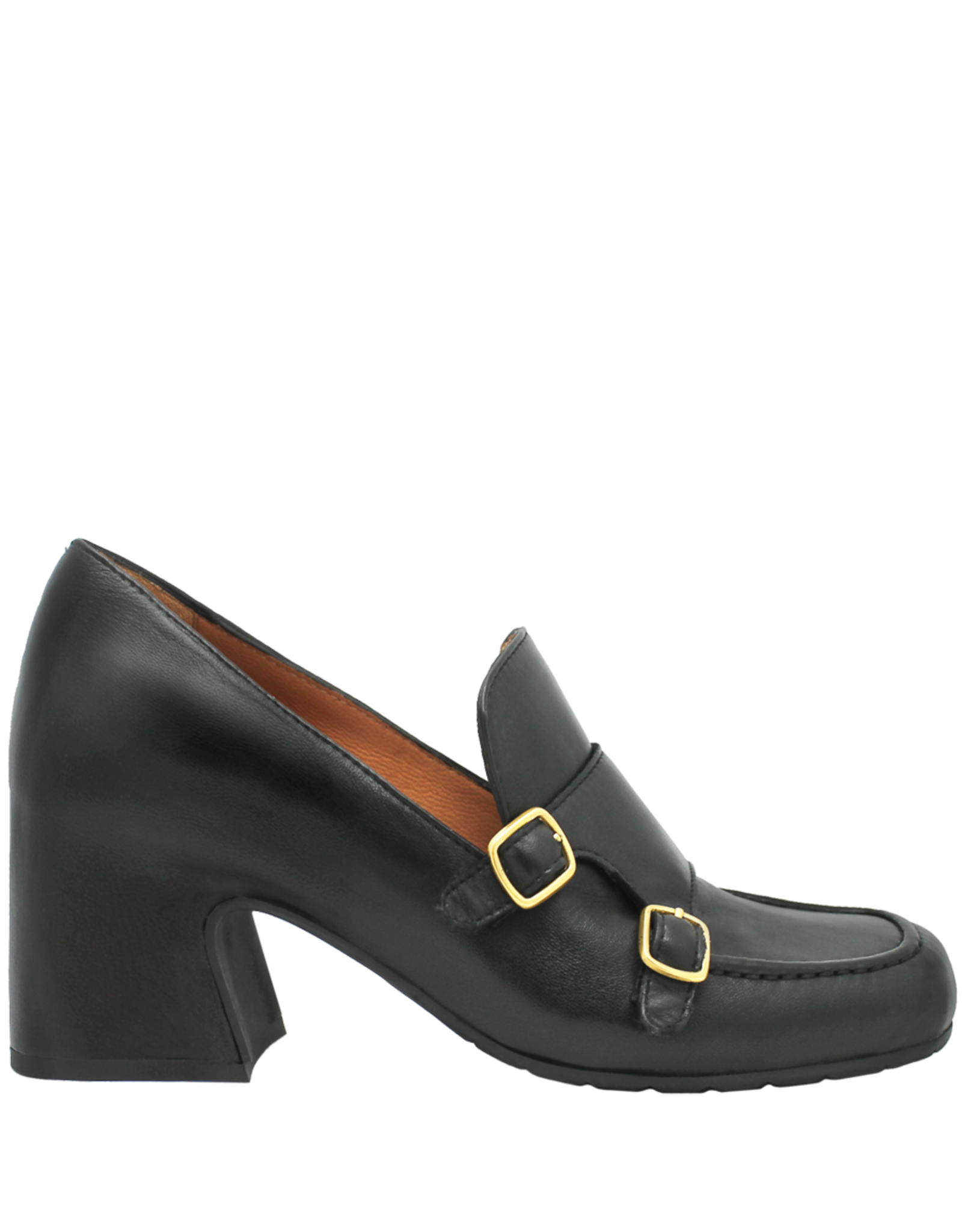 MaraBini MaraBini M11I Black Med Heel Monk Strap 9987