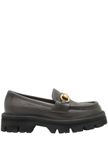 MaraBini MaraBini M11K Brown Grain Loafer With Gold Bit 9989