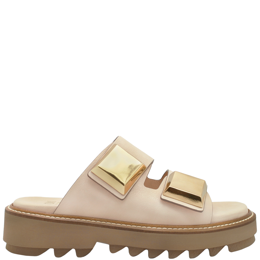 Now N44A Ivory Tread Sole Mule With Gold Detail 8720 - Head
