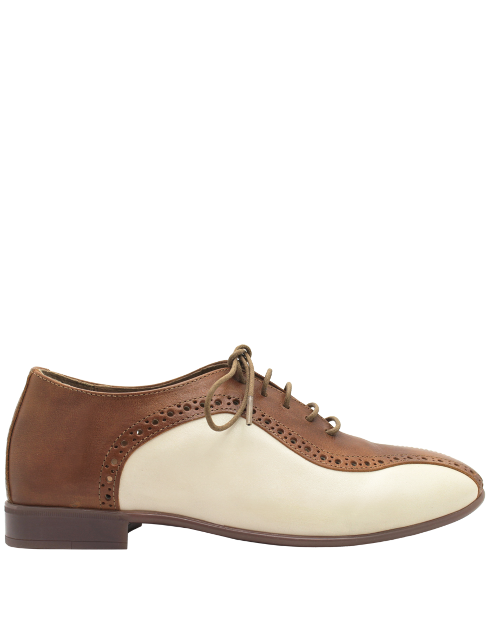 Anis Anis AS4J  White With Tan Perforated Lace-Up Willow