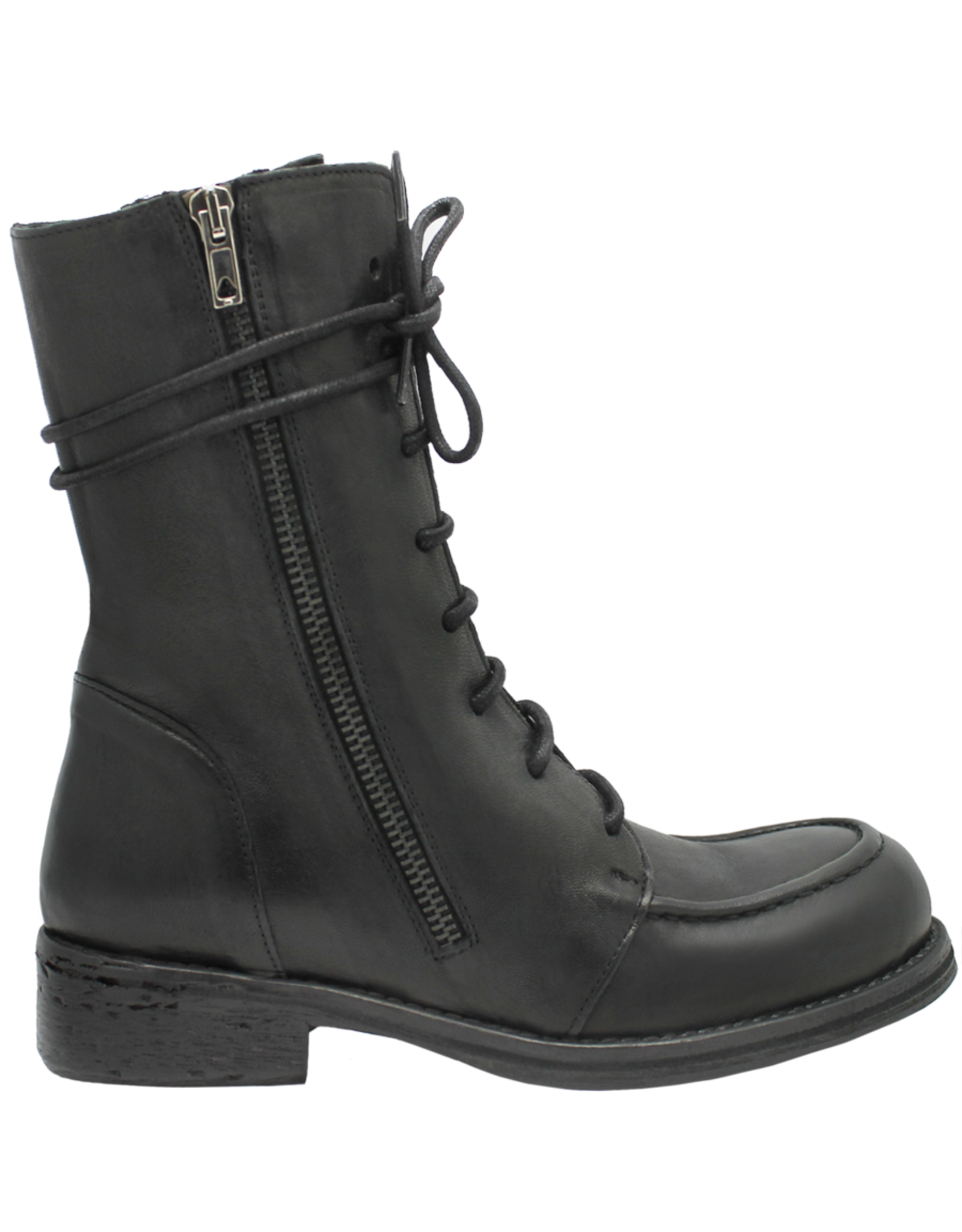 Studio Studio SO1G Black Flat Mid-Calf Boot With Laces/ ZipperDetail 2830