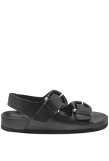 Antenora Antenora AT1H Black Sling Back Footbed Sandal With Wicker Buckle Lake