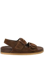 Antenora Antenora AT1G Brown Sling Back Footbed Sandal With Wicker Buckle Lake