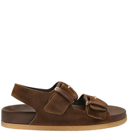 Antenora Antenora AT1G Brown Sling Back Footbed Sandal With Wicker Buckle Lake