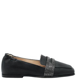 Now Now N44J Black  Loafer With Crystal Detail 8645