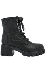 Now Now N44O Black Lace-Up Ankle Boot Side Zipper 8885