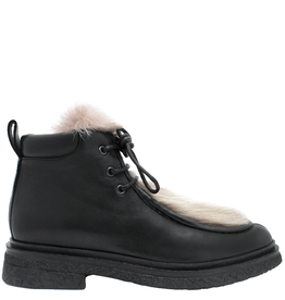 Now Now N44U Black Lace-Up Fur Detail 8930