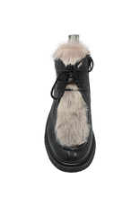 Now Now N44U Black Lace-Up Fur Detail 8930