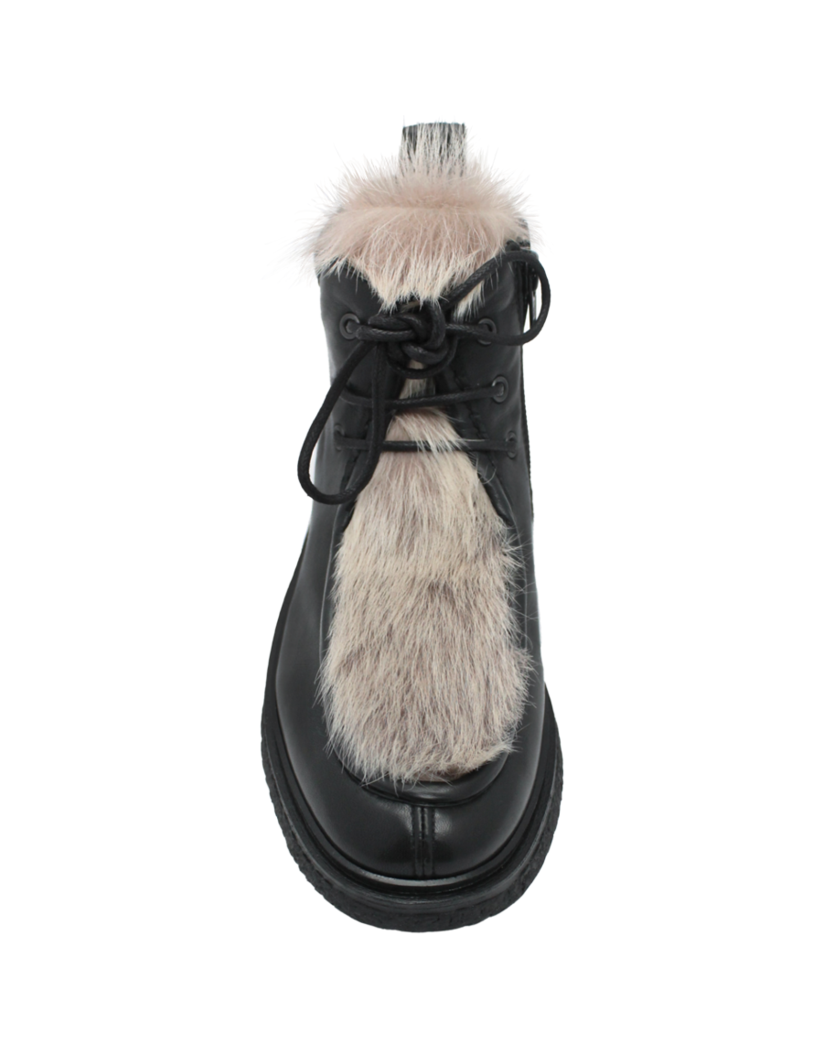 Now Now N44U Black Lace-Up Fur Detail 8930