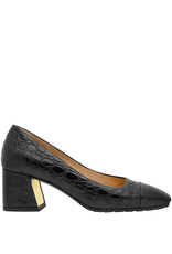 MaraBini MaraBini M12B Black Croco Block Heel Pump-1012