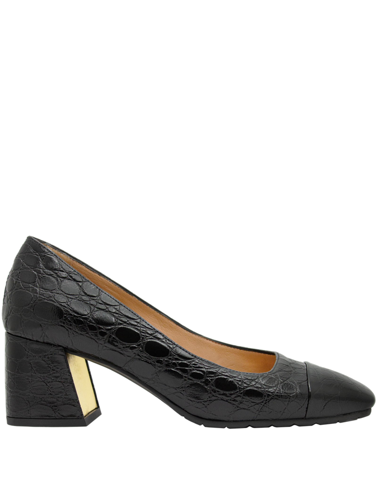 MaraBini MaraBini M12B Black Croco Block Heel Pump-1012