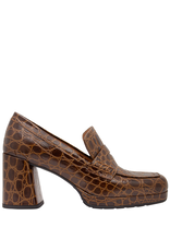 MaraBini MaraBini M12H Brown Croc Loafer Platform 1017