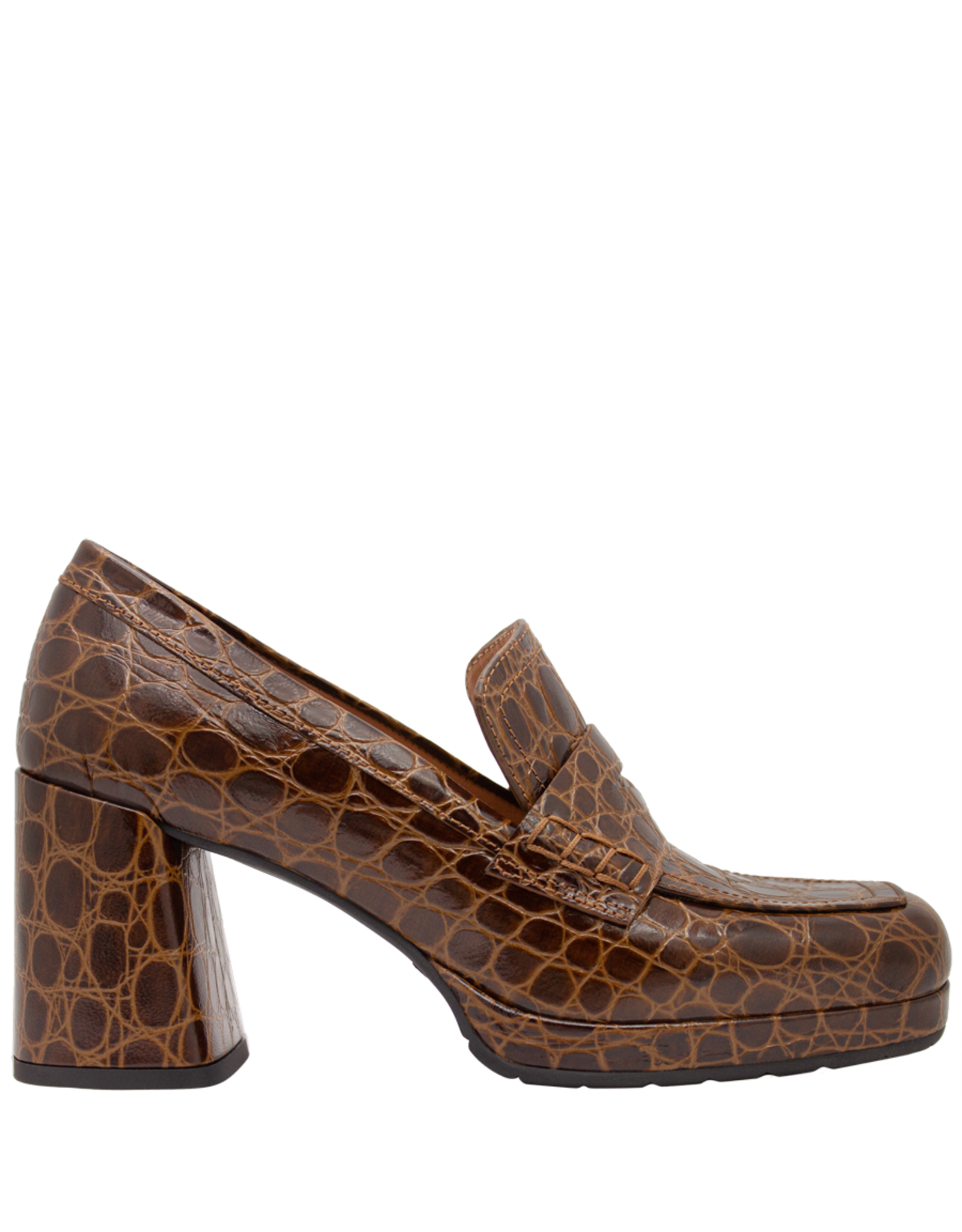 MaraBini MaraBini M12H Brown Croc Loafer Platform 1017