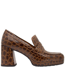 MaraBini MaraBini M12H Brown Croc Loafer Platform 1017