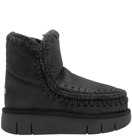 Mou Mou MU2W Black Lambswool Crochet Stitch Boot Sasha