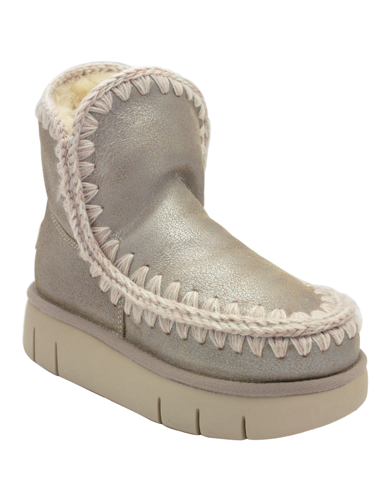 Mou Mou MU2X Metal Lambswool Crochet Stitch Boot Sasha