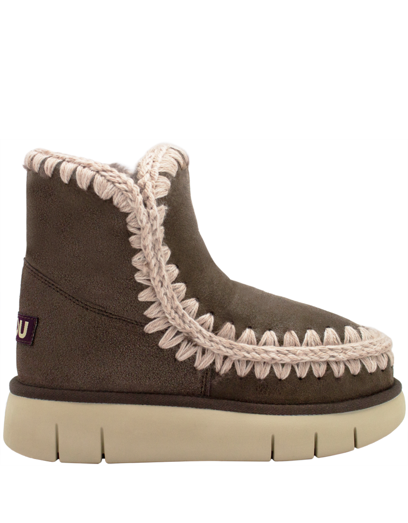 Mou MU2Y Mocha Lambswool Crochet Stitch Boot Sasha
