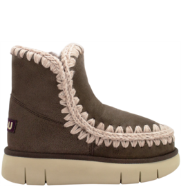 Mou Mou MU2Y Mocha Lambswool Crochet Stitch Boot Sasha