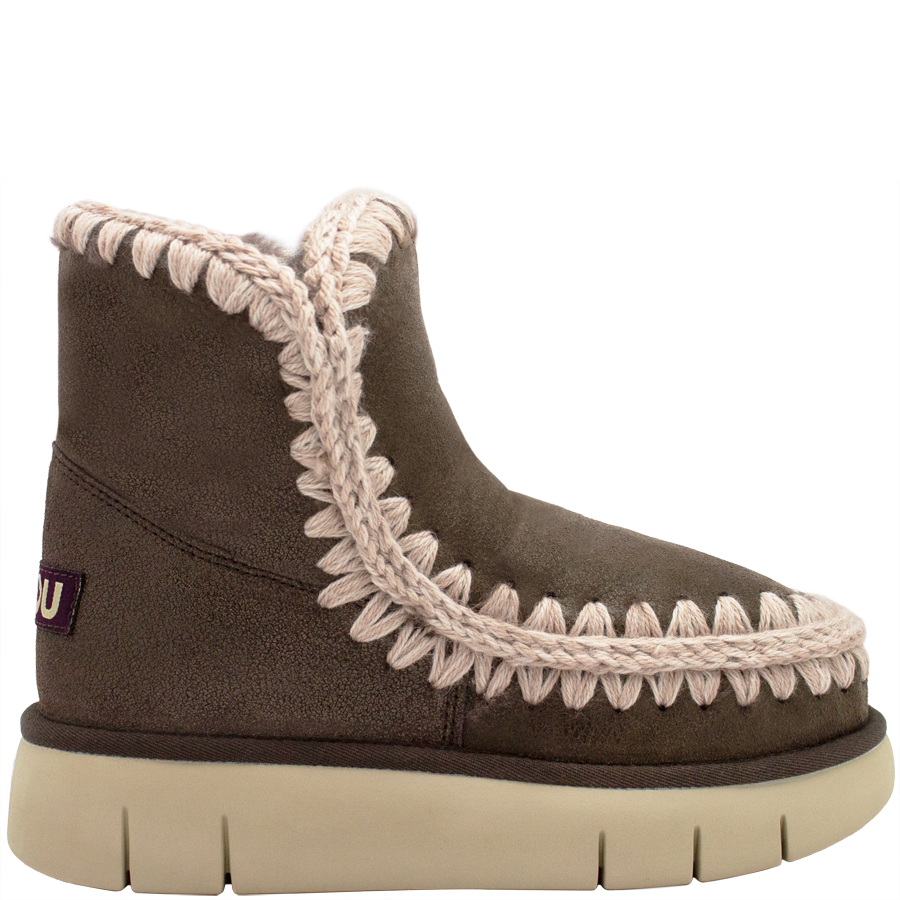 Mou MU2Y Mocha Lambswool Crochet Stitch Boot Sasha - Head Start Shoes