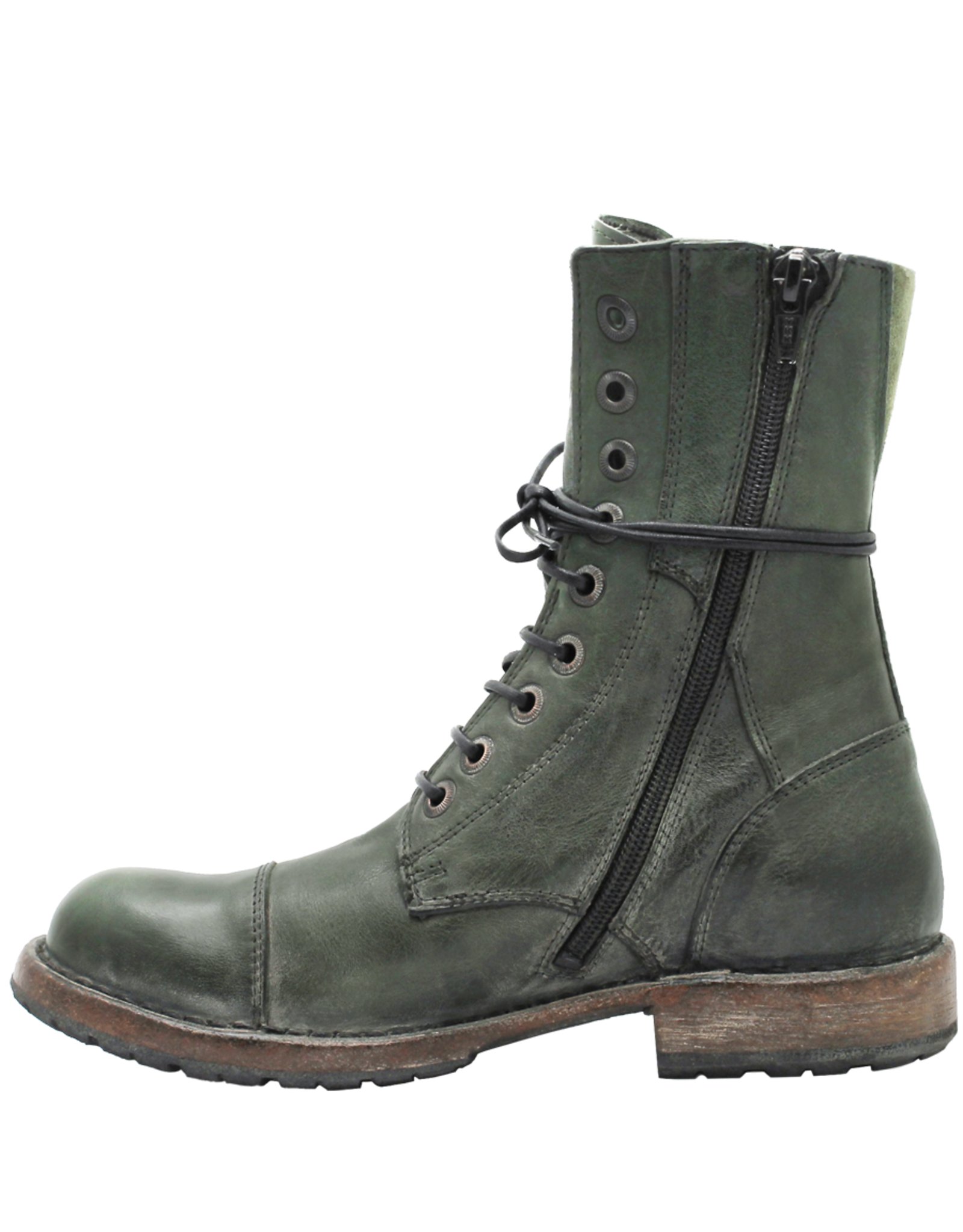 Moma Moma MA11H Green Flat Boot With Laces Croix