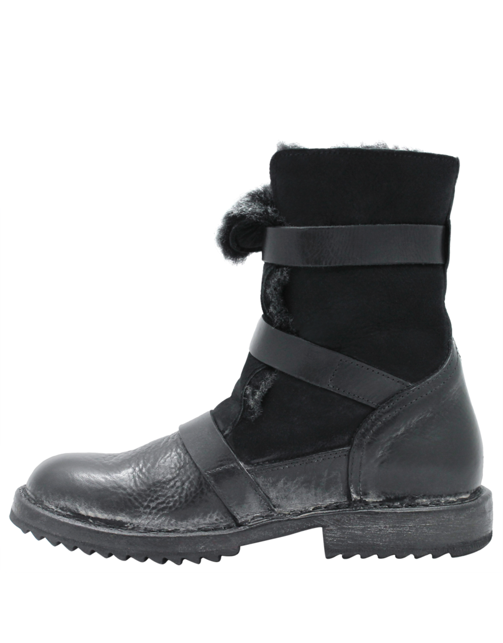 Moma Moma MA11L Black Shearling 3 Buckle Boot Jenna