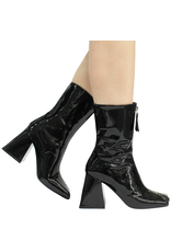VicMatie VM80Y Black Patent Top Zipper Boot Mika