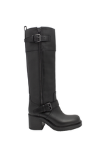 ElenaIachi ElenaIachi EI58W Black Knee Boot Moto Detail Selin