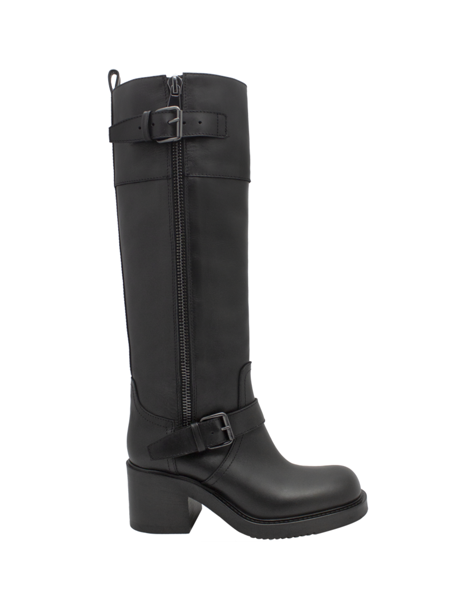 ElenaIachi ElenaIachi EI58W Black Knee Boot Moto Detail Selin