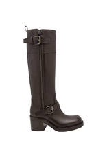 ElenaIachi ElenaIachi EI58X Brown Knee Boot Moto Detail Selin