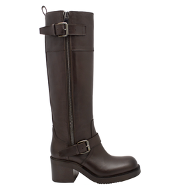 ElenaIachi ElenaIachi EI58X Brown Knee Boot Moto Detail Selin
