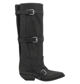ElenaIachi ElenaIachi EI58Y Black Point Toe Adjustable Knee Boot Suri
