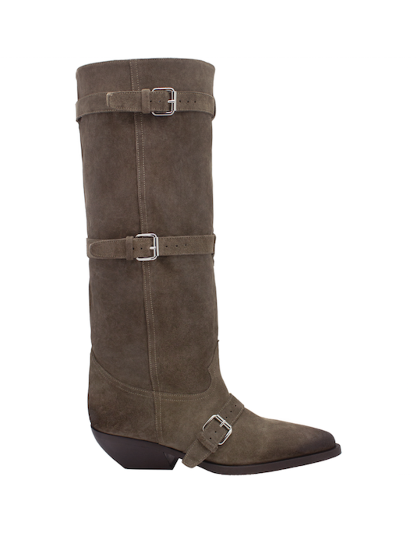 ElenaIachi ElenaIachi EI58Z Taupe Point Toe Adjustable Knee Boot Suri