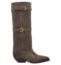 ElenaIachi ElenaIachi EI58Z Taupe Point Toe Adjustable Knee Boot Suri