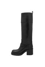 ElenaIachi ElenaIachi EI58W Black Knee Boot Moto Detail Selin