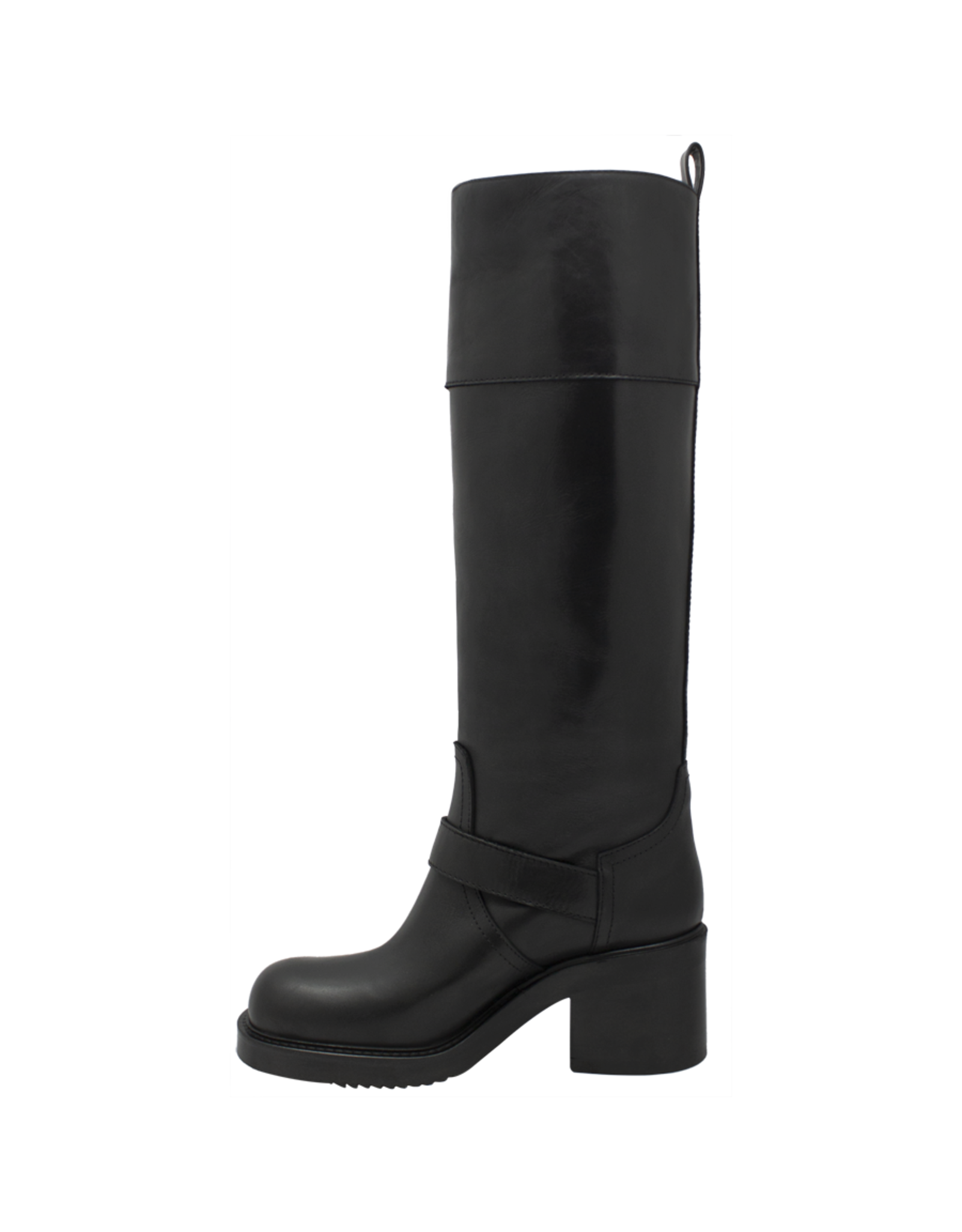 ElenaIachi ElenaIachi EI58W Black Knee Boot Moto Detail Selin