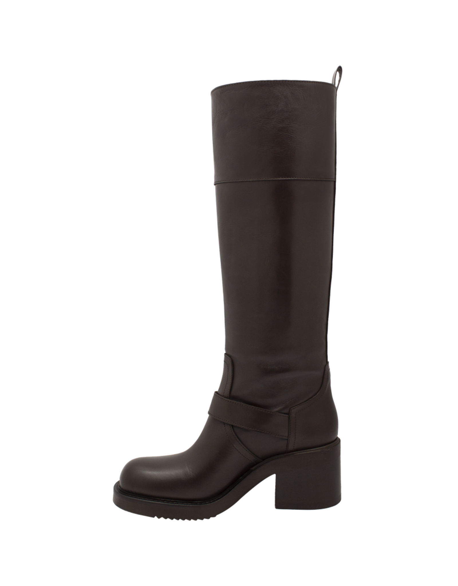 ElenaIachi ElenaIachi EI58X Brown Knee Boot Moto Detail Selin