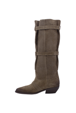 ElenaIachi ElenaIachi EI58Z Taupe Point Toe Adjustable Knee Boot Suri