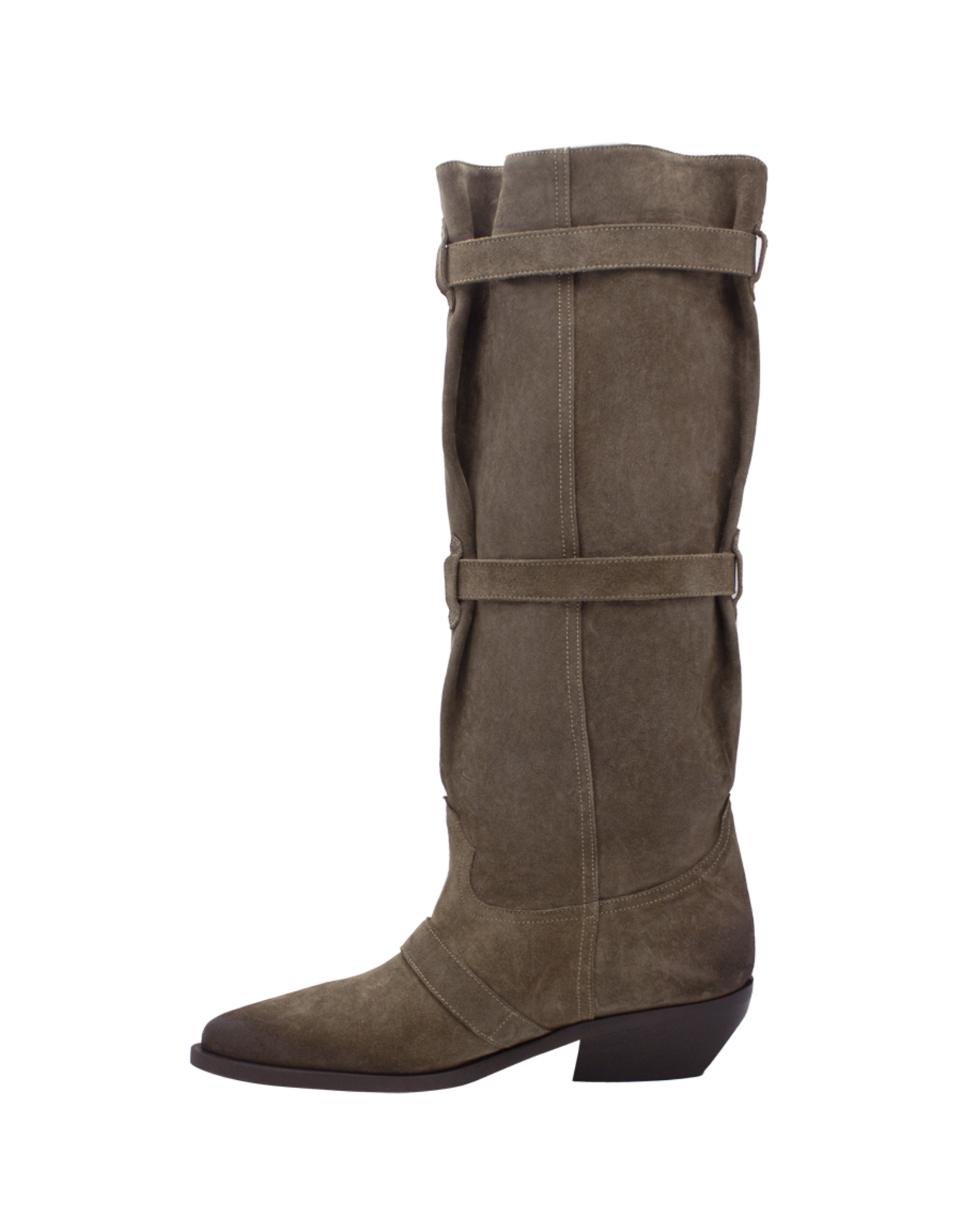 ElenaIachi ElenaIachi EI58Z Taupe Point Toe Adjustable Knee Boot Suri