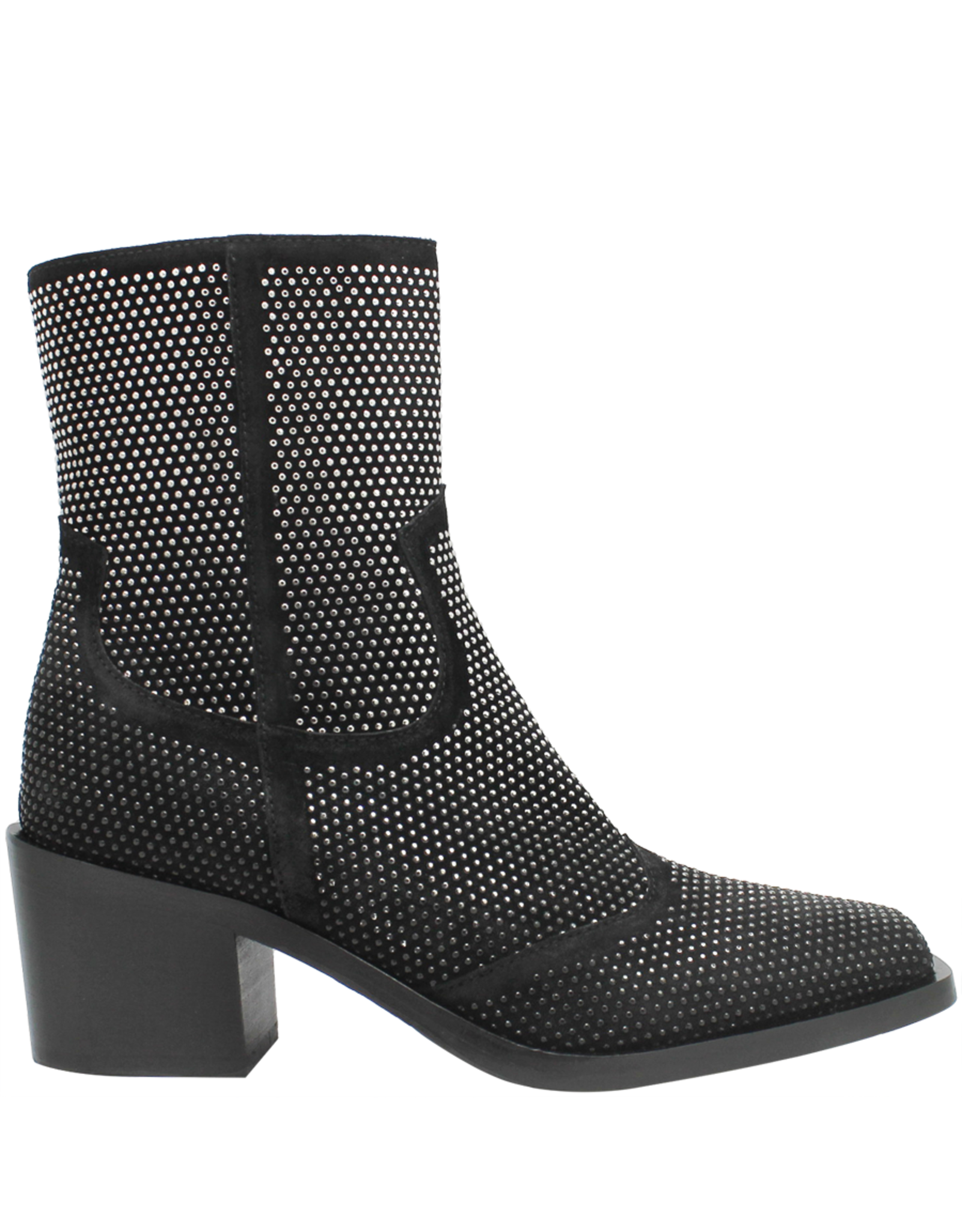 Now Now N43E Black Suede Western With Crystals 8508